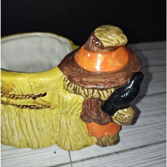 Scarecrow Halloween Planter E-6573 Vintage Hand Painted Planter Pen Candy Holder - Picture 9 of 12